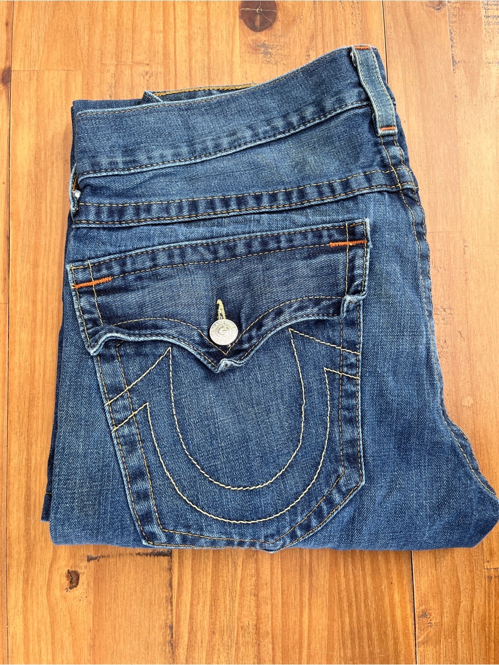 True Religion Mens Medium Blue Boot Cut Jeans 34/30